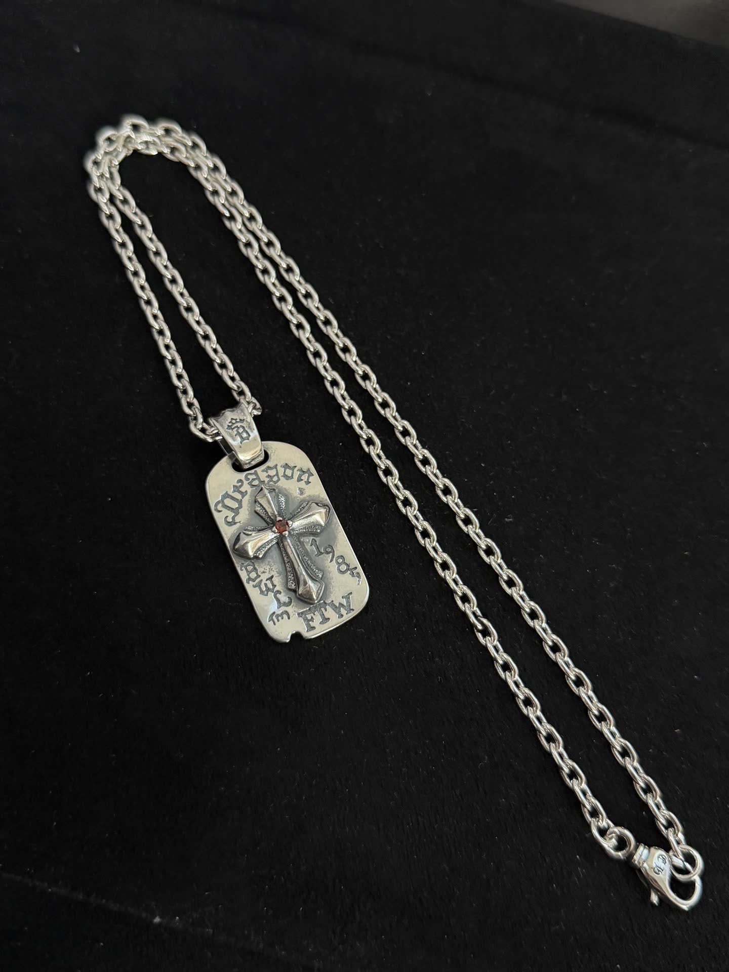 Chrome Hearts Silver Cross Pendant Necklace